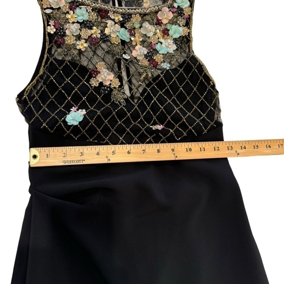 PARKER BLACK Floral Beaded Rouched Side Black Dress - Picture 10 of 12
